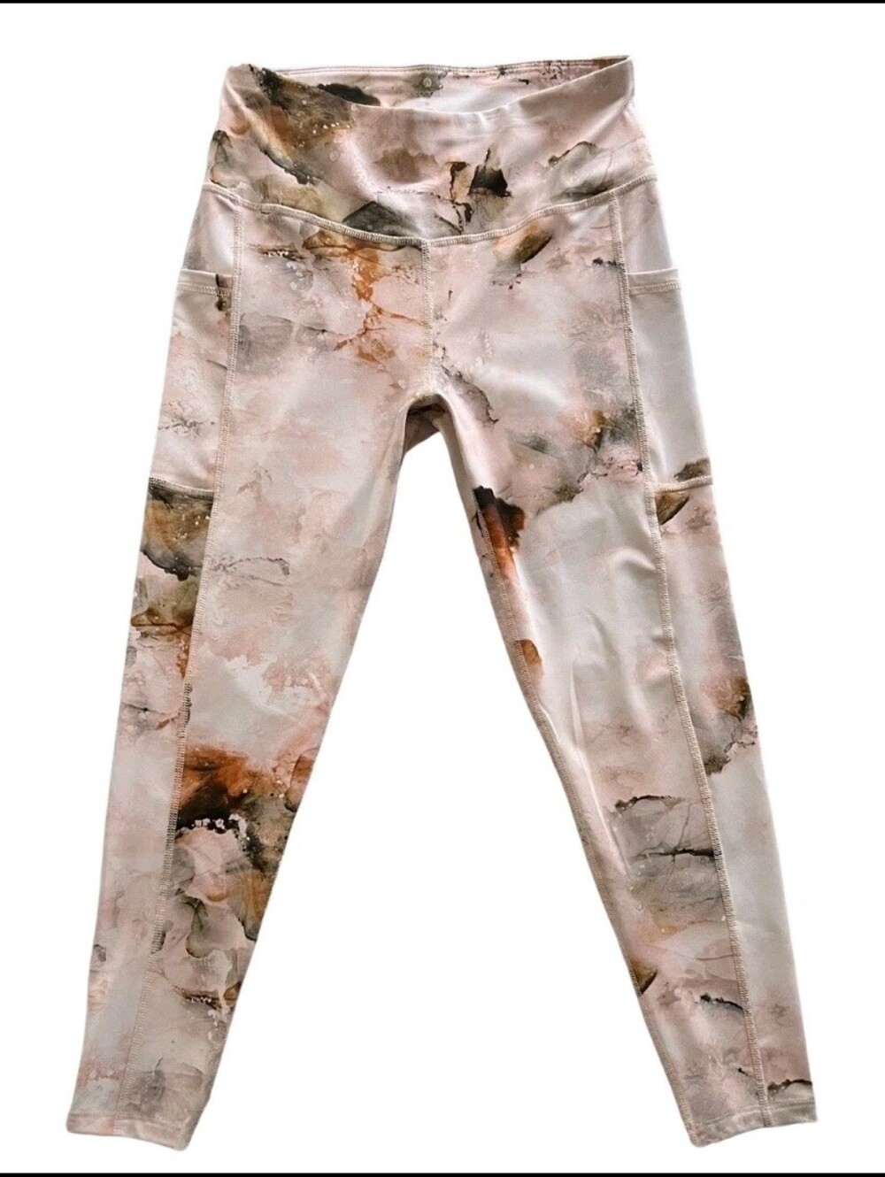 Apana Pink Capri Marble-Print M Leggings
